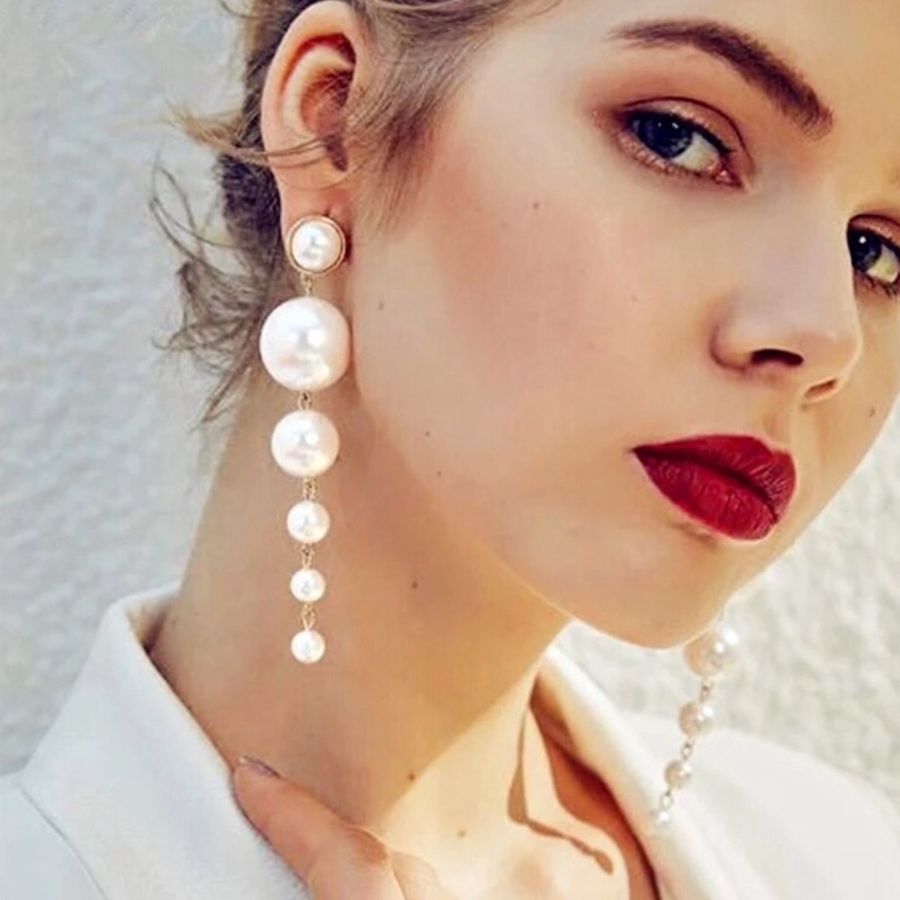 New Fashion Pearl Long Earrings